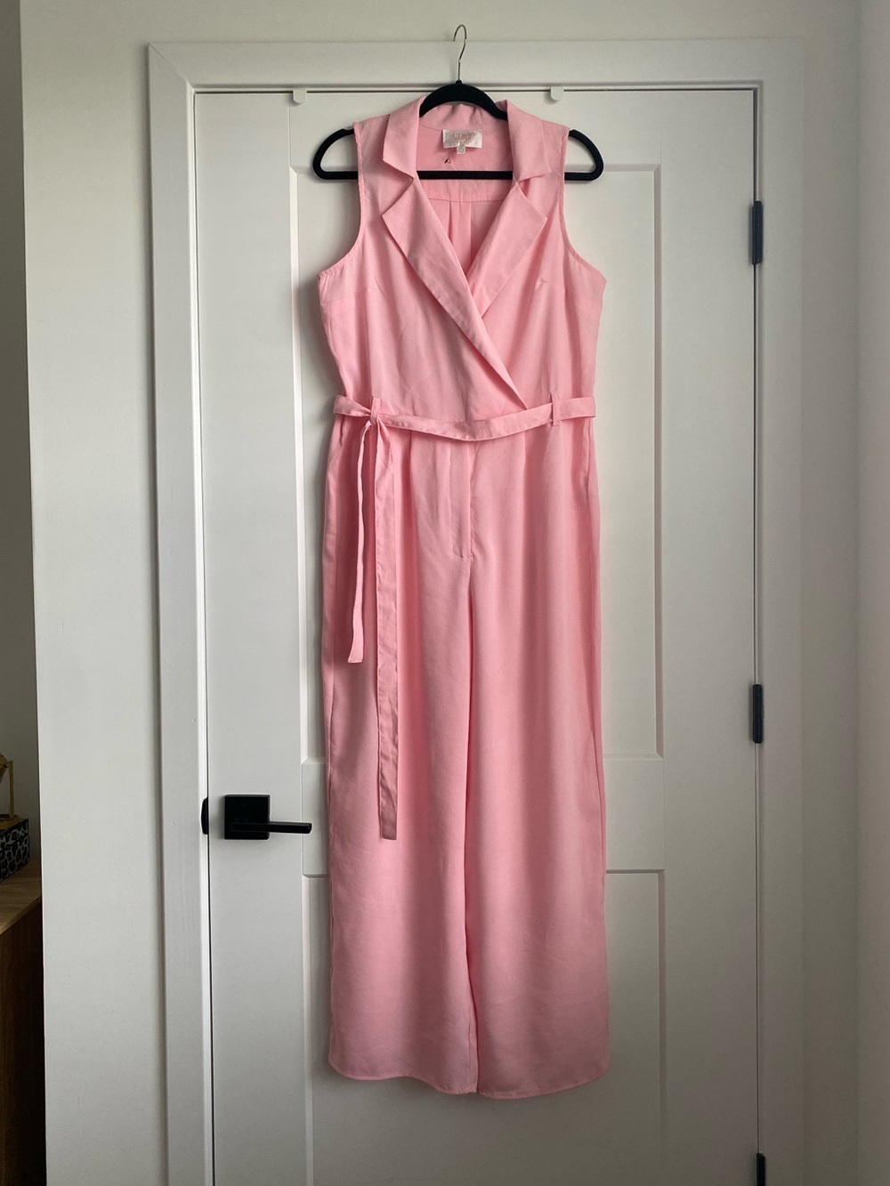 Audrey Parks Francescas Kelsey Utility Tie Waist Jumpsuit Pink Womens L NWOT